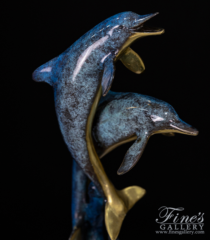 Bronze Statues  - Table Top Bronze Dolphin Statue - BS-1651